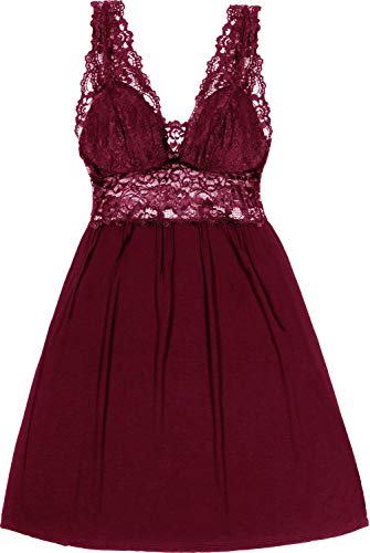Undies Affair Nightgown for Women - Sexy Lace Lingerie Nightshirt in Cotton